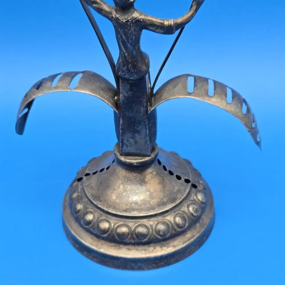 Antique Swedish Art Nouveau Nickel Silver Fruit Knife Holder Fruktknivshållare